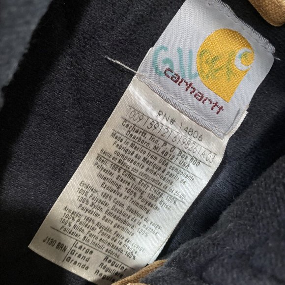 Carhartt Cotton Canvas Hooded Jacket Winter Work Lined Coat Mens Large CF41 - Picture 2 of 8